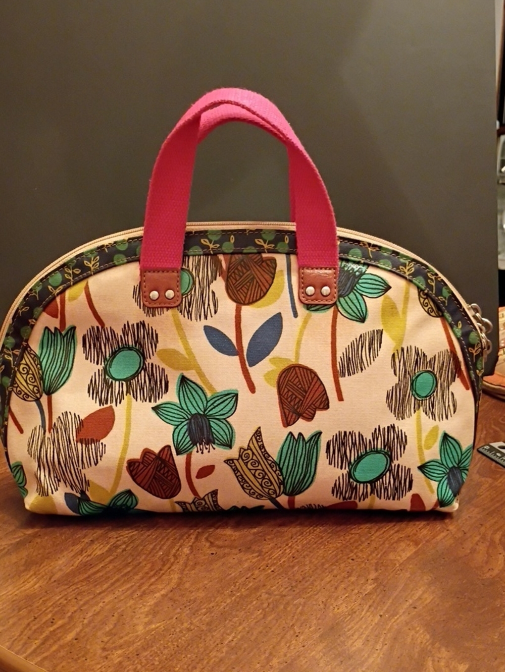 Fossil Floral Coated Canvas Cosmetic Bag Satchel